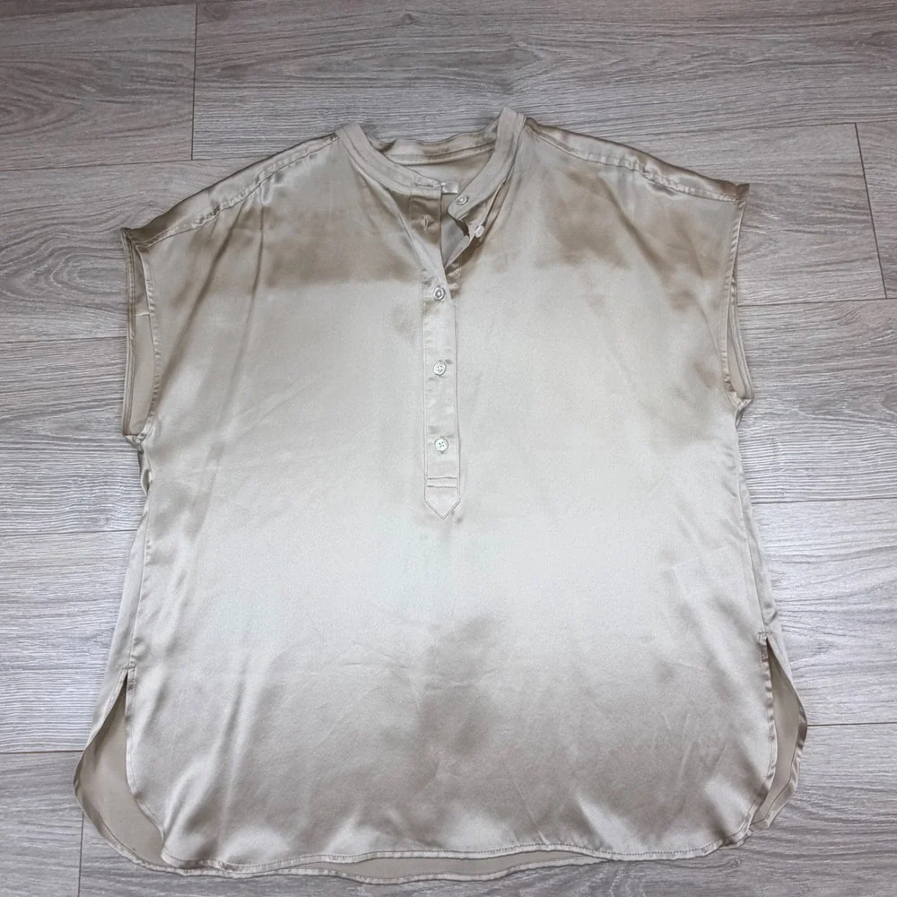 Banana Republic Serenade Silk Dolman Tunic Beige Champagne 100% Silk Blouse Sz M - Picture 2 of 8